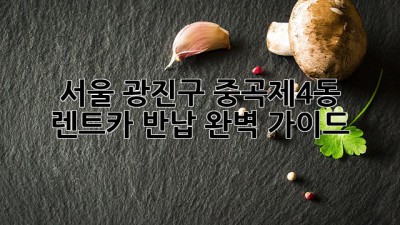 서울 광진구 중곡제4동 렌트카 반납, 완벽 가이드!